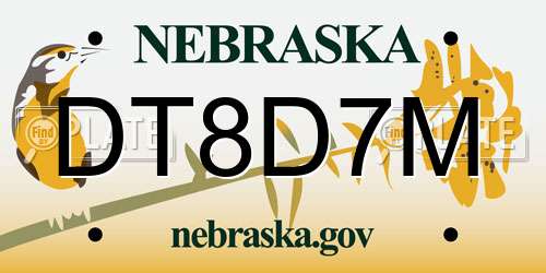 DT8D7M Nebraska License Plate