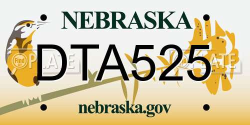 DTA525 Nebraska License Plate