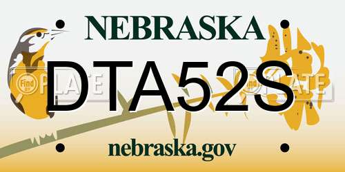 DTA52S Nebraska License Plate