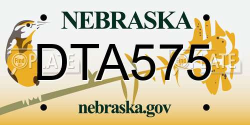 DTA575 Nebraska License Plate