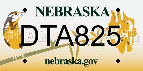 DTA825 Nebraska License Plate