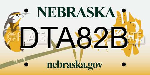 DTA82B Nebraska License Plate