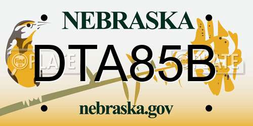 DTA85B Nebraska License Plate