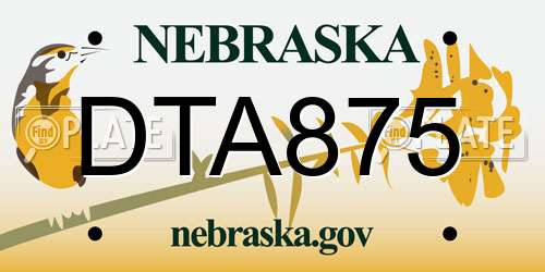 DTA875 Nebraska License Plate