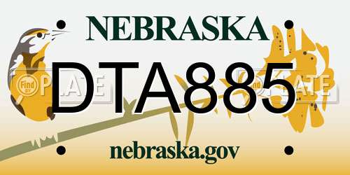 DTA885 Nebraska License Plate