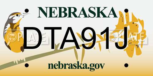 DTA91J Nebraska License Plate