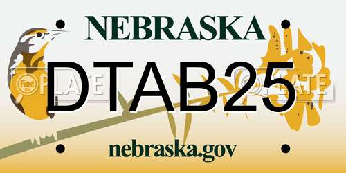 DTAB25 Nebraska License Plate