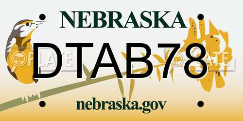 DTAB78 Nebraska License Plate