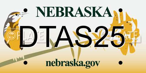 DTAS25 Nebraska License Plate