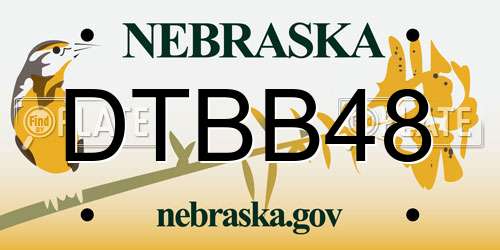 DTBB48 Nebraska License Plate