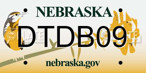 DTDB09 Nebraska License Plate