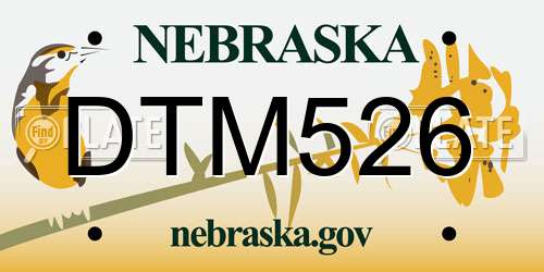 DTM526 Nebraska License Plate