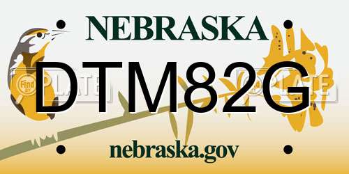 DTM82G Nebraska License Plate
