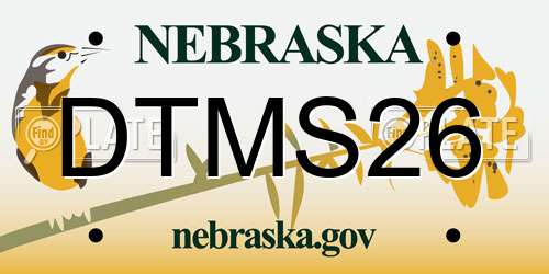 DTMS26 Nebraska License Plate