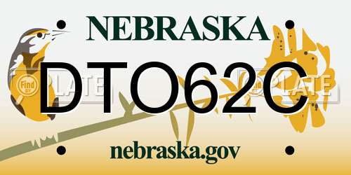 DTO62C Nebraska License Plate