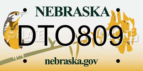DTO809 Nebraska License Plate
