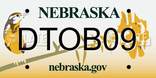 DTOB09 Nebraska License Plate