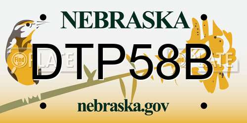 DTP58B Nebraska License Plate