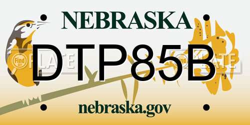 DTP85B Nebraska License Plate