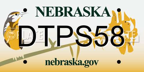 DTPS58 Nebraska License Plate