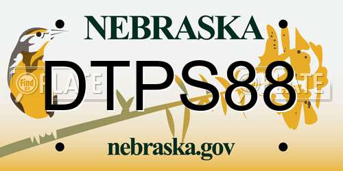 DTPS88 Nebraska License Plate