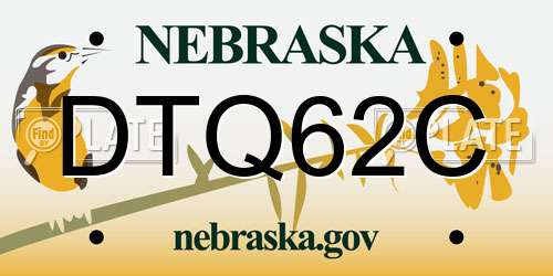 DTQ62C Nebraska License Plate