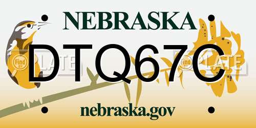 DTQ67C Nebraska License Plate