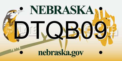 DTQB09 Nebraska License Plate