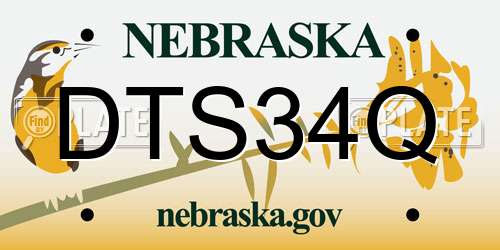 DTS34Q Nebraska License Plate