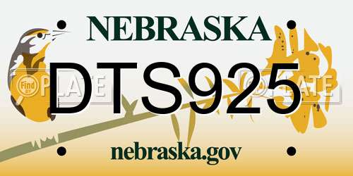 DTS925 Nebraska License Plate