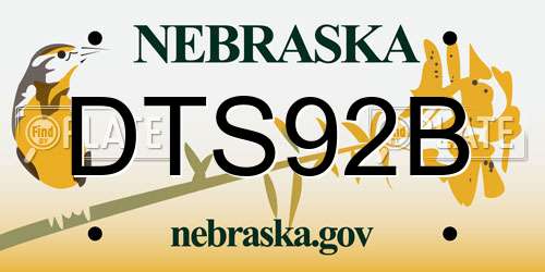 DTS92B Nebraska License Plate