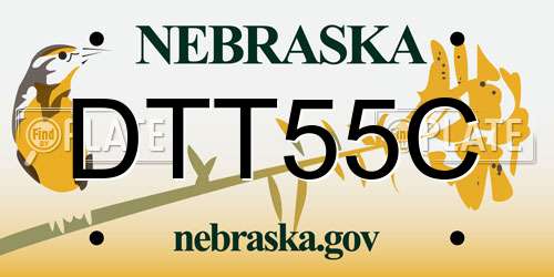 DTT55C Nebraska License Plate