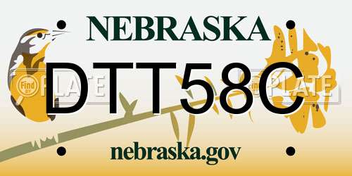 DTT58C Nebraska License Plate