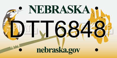 DTT6848 Nebraska License Plate