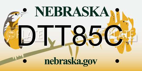 DTT85C Nebraska License Plate