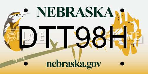 DTT98H Nebraska License Plate