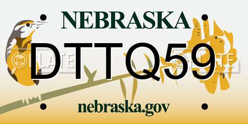 DTTQ59 Nebraska License Plate