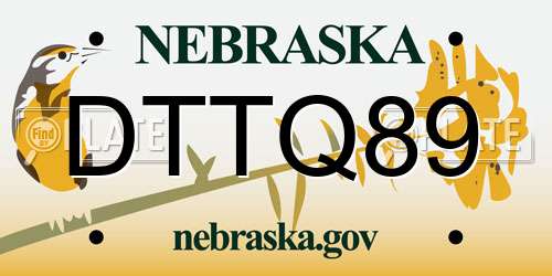 DTTQ89 Nebraska License Plate