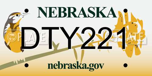 DTY221 Nebraska License Plate