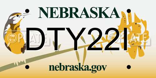 DTY22I Nebraska License Plate