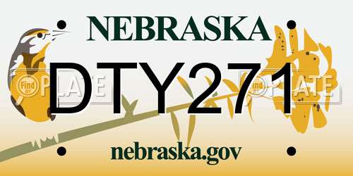 DTY271 Nebraska License Plate