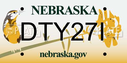 DTY27I Nebraska License Plate