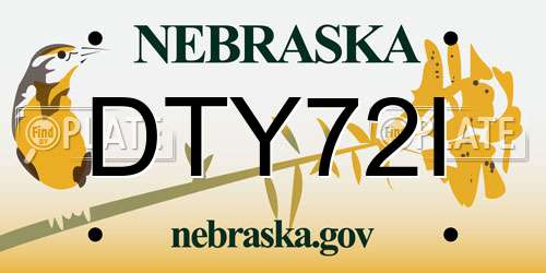 DTY72I Nebraska License Plate
