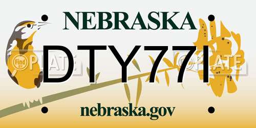 DTY77I Nebraska License Plate