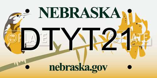DTYT21 Nebraska License Plate
