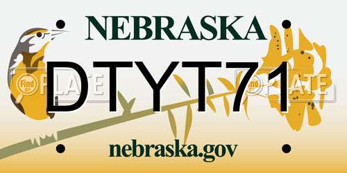 DTYT71 Nebraska License Plate