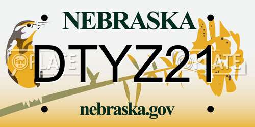 DTYZ21 Nebraska License Plate