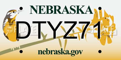 DTYZ71 Nebraska License Plate