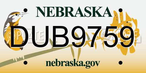 DUB9759 Nebraska License Plate
