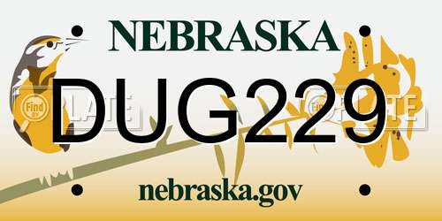 DUG229 Nebraska License Plate